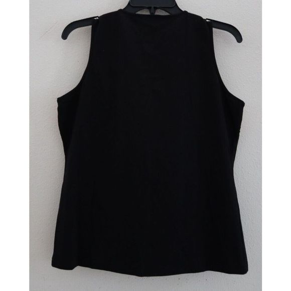 Soft Surroundings Women's Sz Small Black Embroidered Cotton Tank Top - Picture 2 of 5